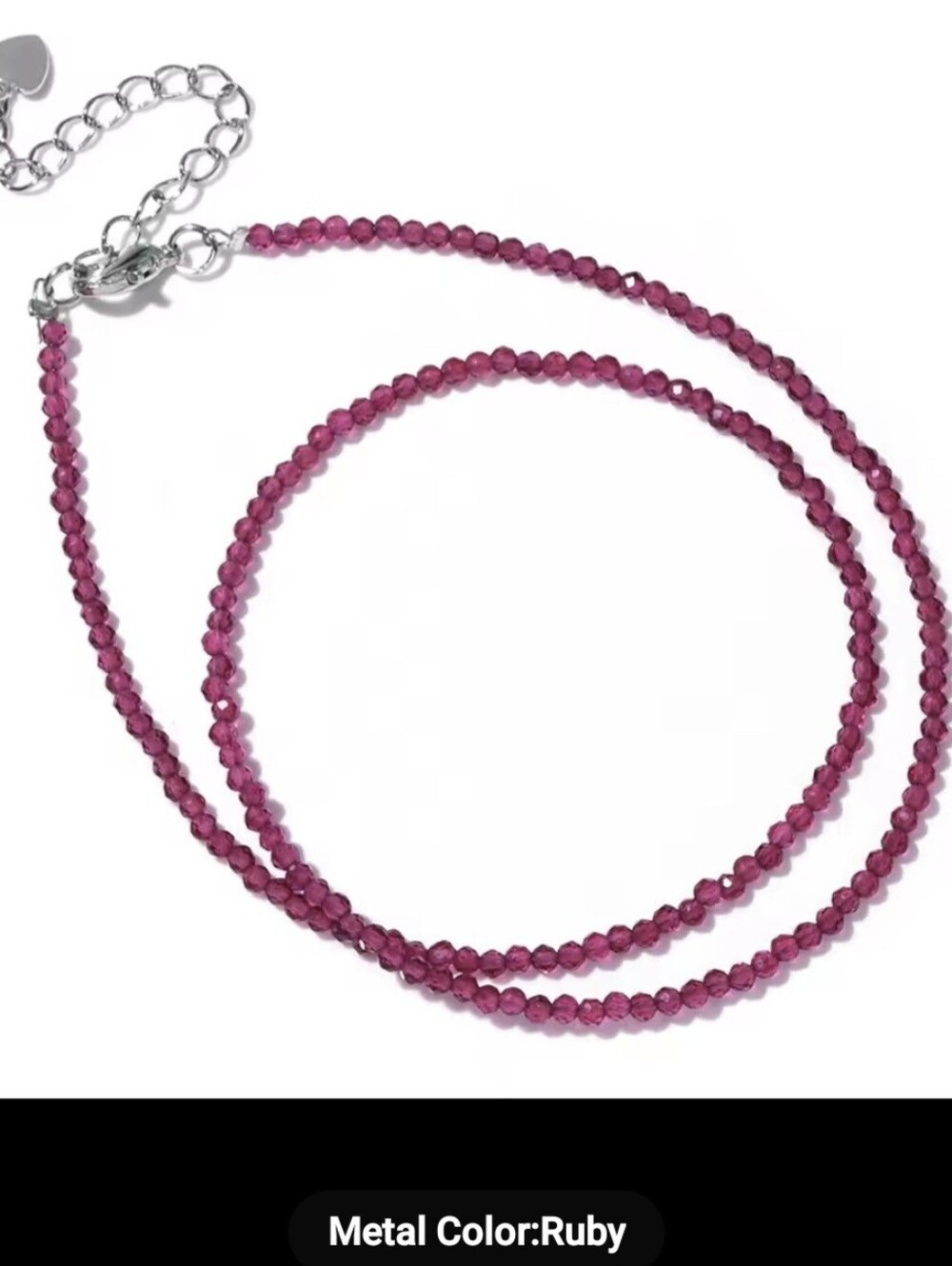 🩷♥️NEW🩷♥️ PRETTY!! 2MM Micro Faceted Natural Stone Bead RUBY Necklace